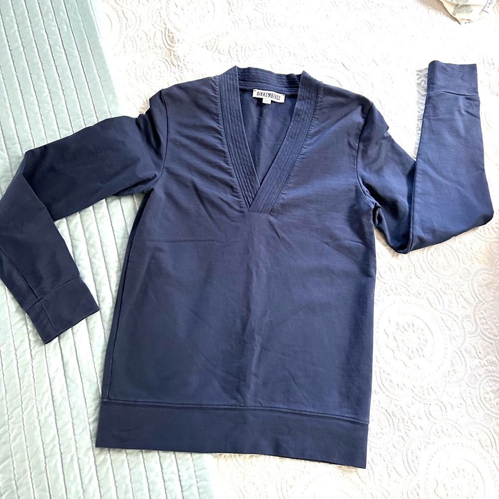 Dirk Bikkembergs Italy Navy Blue Ribbed V-Neck Pullover Sweatshirt Medium – EUC